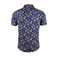 thumbnail image 4 of MODA NOVA Big & Tall Men's Short Sleeve Printed Button Front Beach Hawaiian Shirt Dark Blue 34, 4 of 7