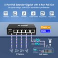 thumbnail image 2 of Extensor PoE Yuanley de 5 puertos Gigabit 4, salida PoE, 90 W, entrada 1000 Mbps, 2 of 7