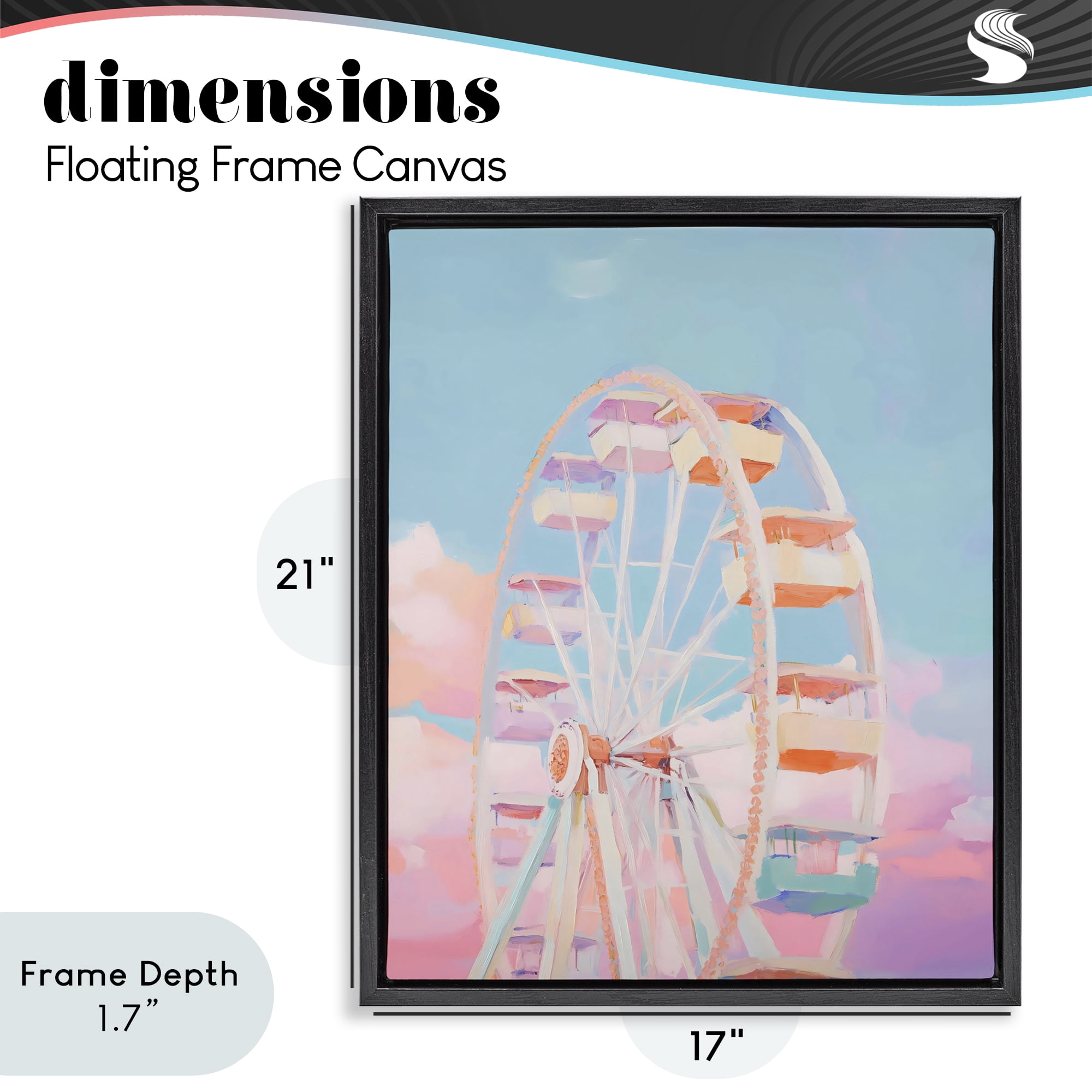 Stupell Industries Ferris Wheel & Cotton Candy Sky Black Framed Floater Canvas Wall Art, design by The Prints Vibe