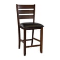 thumbnail image 2 of Contemporary Style Set Of 2 Counter Height Chairs Dark Oak Finish Wood Faux Leather Upholstered Seat Dining Room Furniture, 2 of 7