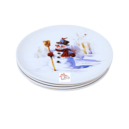 

Snowman Christmas Salad Plates Set of 4 Christmas Dessert Appetizer Ceramic Plates Colorful Holiday Lunch Plates Dishwasher Safe Winter Salad Plate Sets Dinnerware(Round 8 )