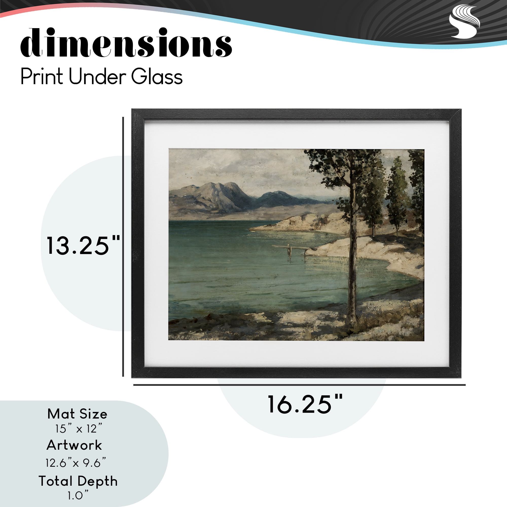 Stupell Industries Tranquil Shore with Trees Black Framed Print Under Glass, design by Arlington Prints