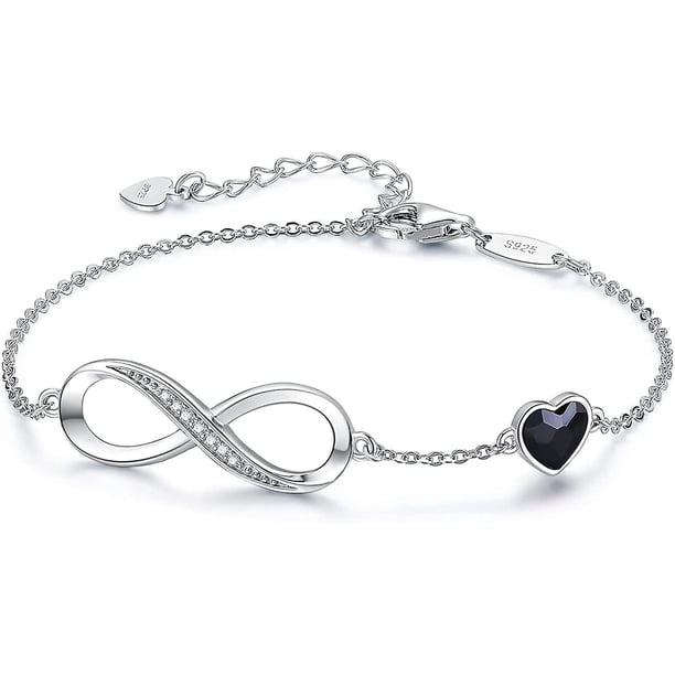 Pulsera con dijes de símbolo de corazón infinito para mujer, plata de ley 925, joyería ajustable para el día de la madre, regalo de cumpleaños, día de San Valentín, regalos para mu