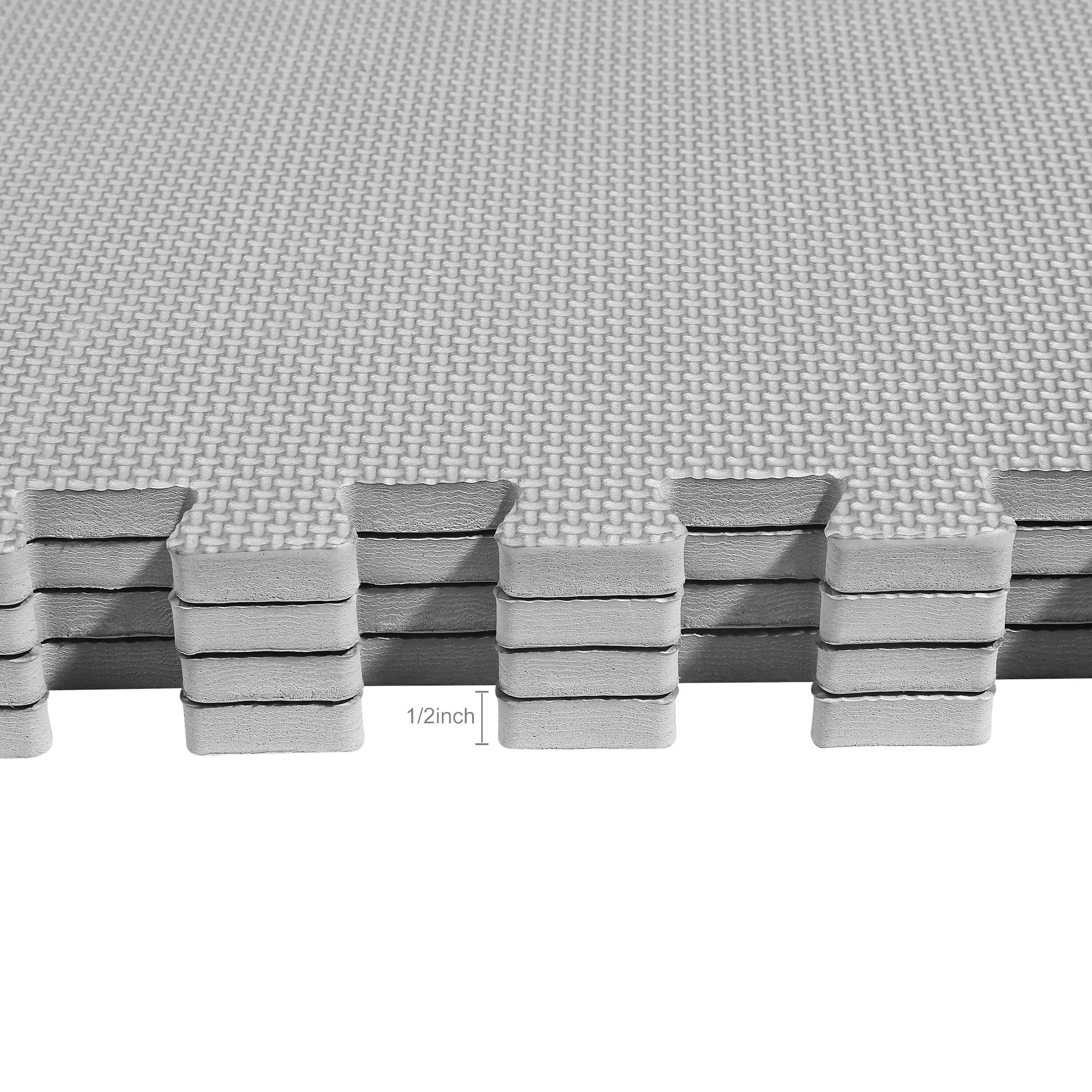Puzzle Exercise Mat with EVA Foam Interlocking Tiles for MMA, Exercise, Gymnastics and Home Gym Protective Flooring, 1/2" Thick, 144 Square Feet, Gray