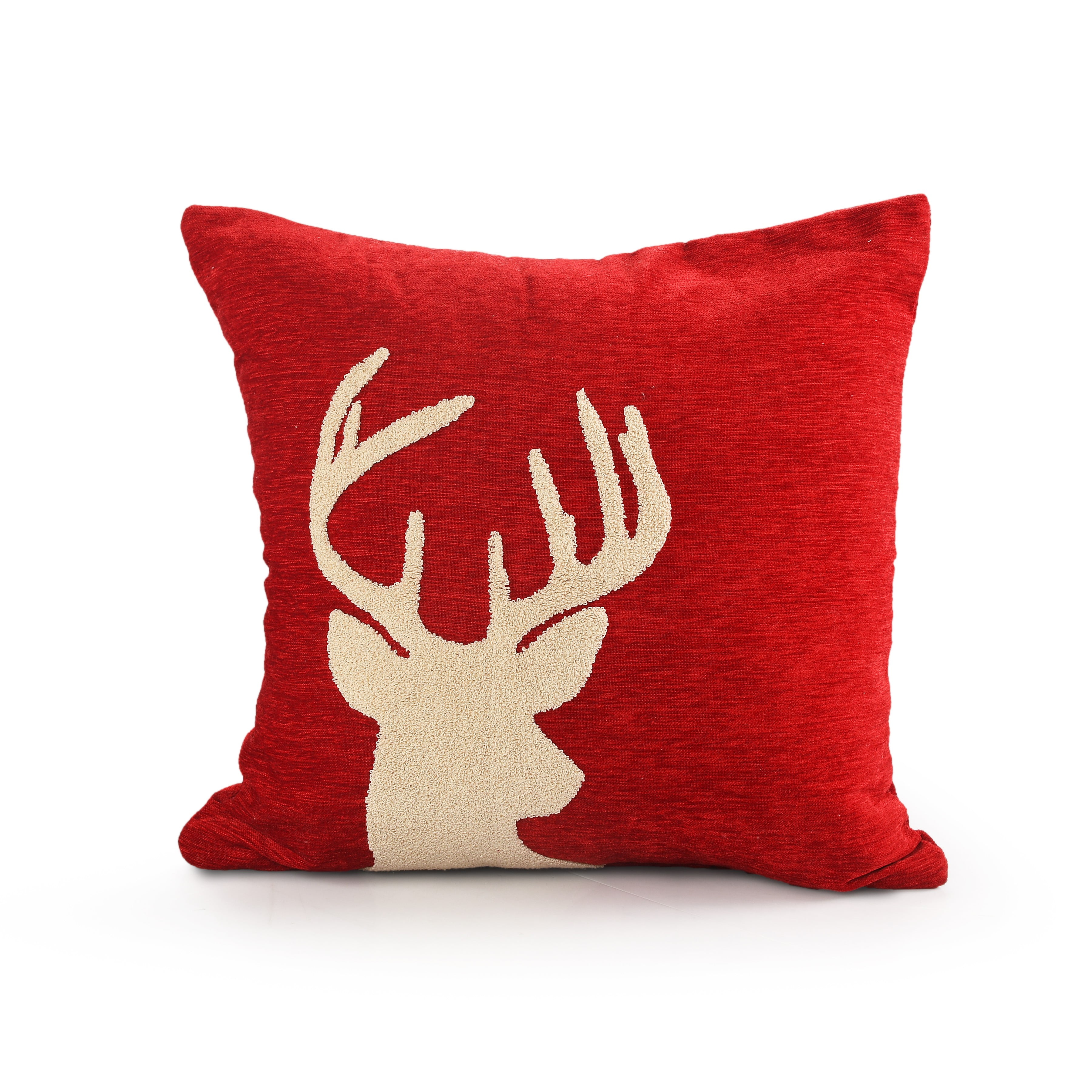 Rustic Red Tartan Cream Stag Head Cushion Cover Country Chic 16 18 20 22 24 inch 