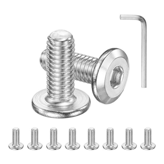 10-Pack Flat Head Socket Cap Screws, M6x15mm 304 Stainless Steel Hex Drive Fastener Kit with Hex Key