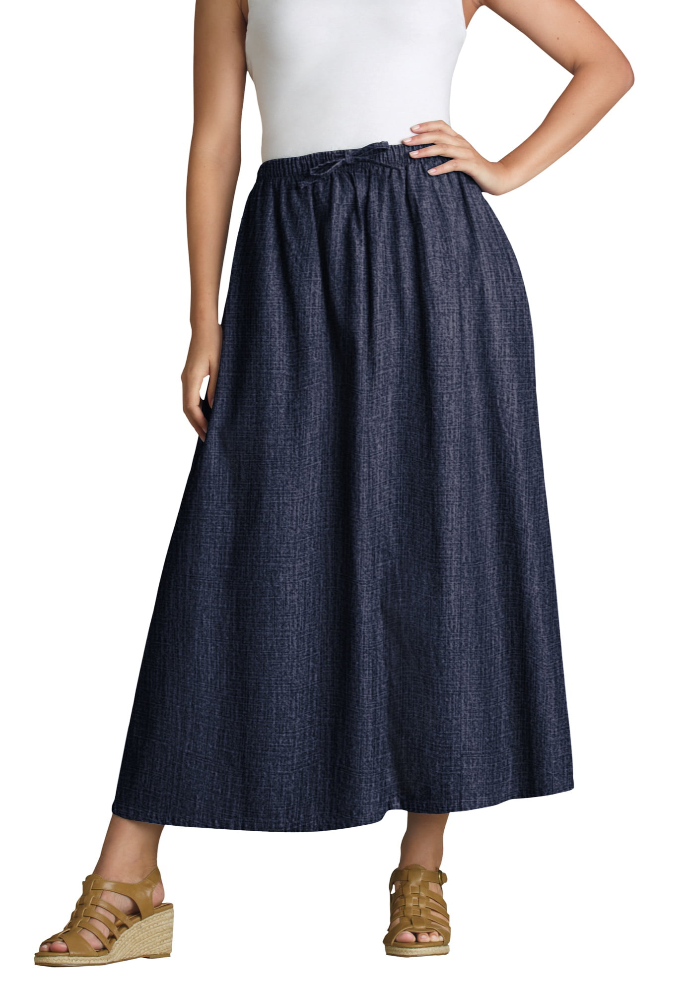 Woman Within - Woman Within Women's Plus Size Flared denim skirt ...