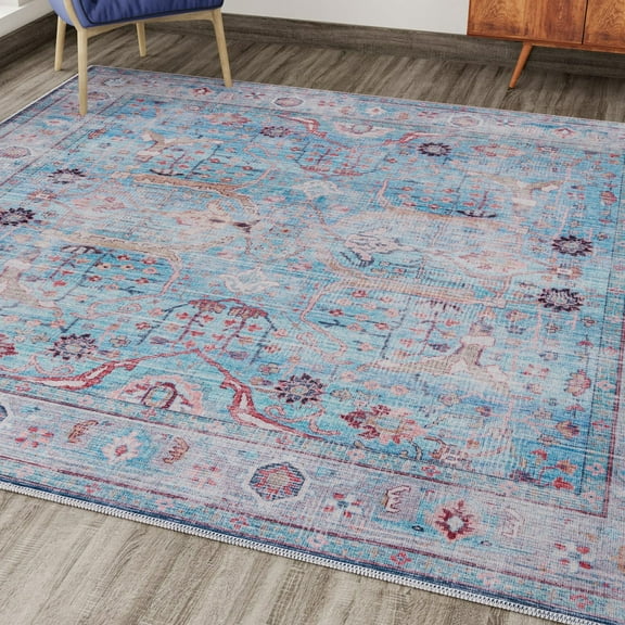 Unique Loom Maahru Collection Area Rug - New Moon (10' 6" Square Blue/Gray)
