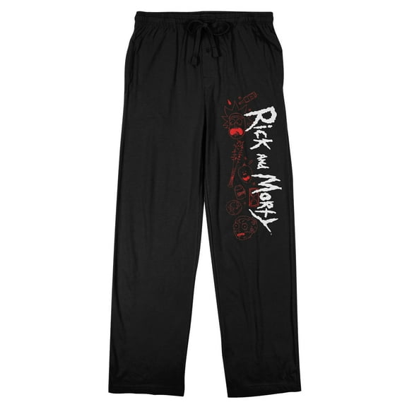Rick And Morty Logo Men's Black Sleep Pajama Pants-Medium