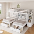 thumbnail image 3 of Harper & Bright Designs Triple Bunk Bed with Stairs and Storage Drawers, Twin over Twin & Twin Triple Bunk Beds with Shelves, Wooden 3 Bed Bunk Beds, White, 3 of 12