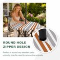thumbnail image 4 of Round Outdoor Tablecloth with Umbrella Hole and Zipper, Orange Grey Stripes Tablecloth with Elastic Waterproof, Simple Striped Lines Minimalist Modern Patio Table Covers for 45" - 54" Pool Tables, 4 of 9