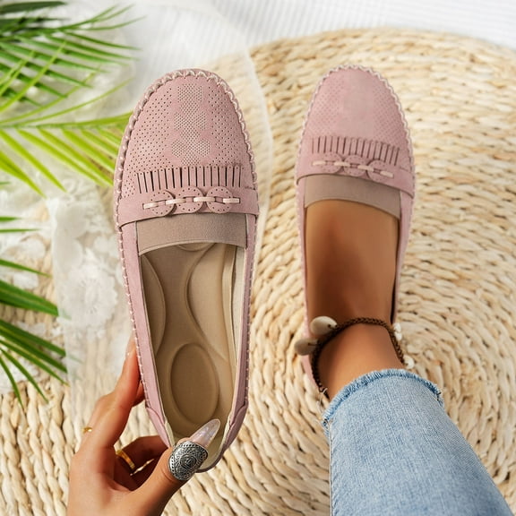 Yusimy Women's Fashionable Casual Slip-On Shoes - New Style Round Toe Flat Sole Low-Cut Shoes with Solid Color Minimalist Retro Two-Way Wear Design for Versatile Outfits