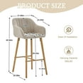 thumbnail image 2 of BISHE Bar Stools Set of 2, Modern Counter Height Chairs with Back and Arm, Linen Kitchen Island Chairs with Footrest and Solid Wood Leg for Living Room, Dining Room, Beige, 2 of 6