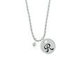 thumbnail image 2 of Delight Jewelry Silvertone Mini Light Purple Crystal Heart Silvertone Script Initial Disc - R - Charm Necklace, 20"+3", 2 of 4