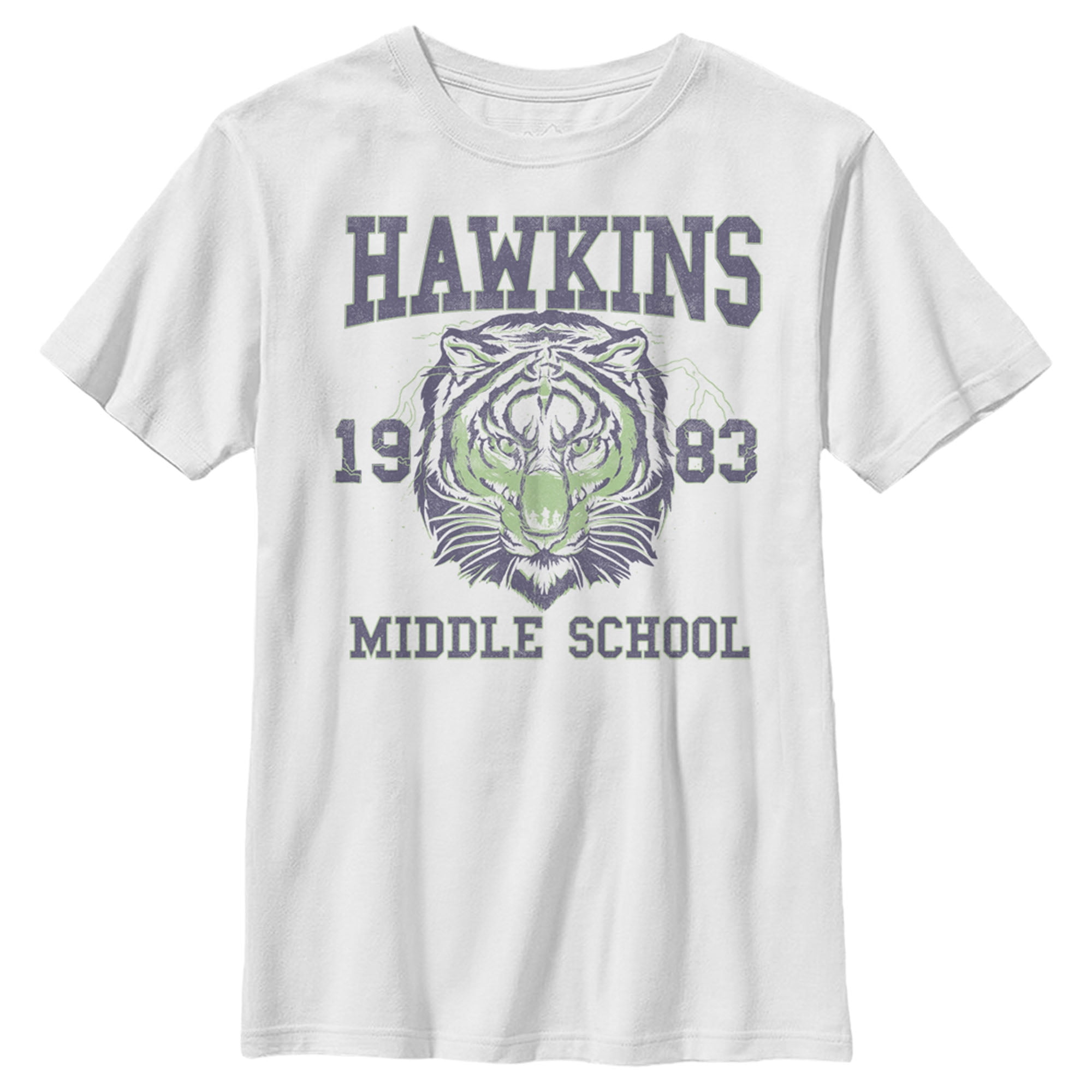 Boy's Stranger Things Hawkins Middle School Tiger  Graphic Tee White Small