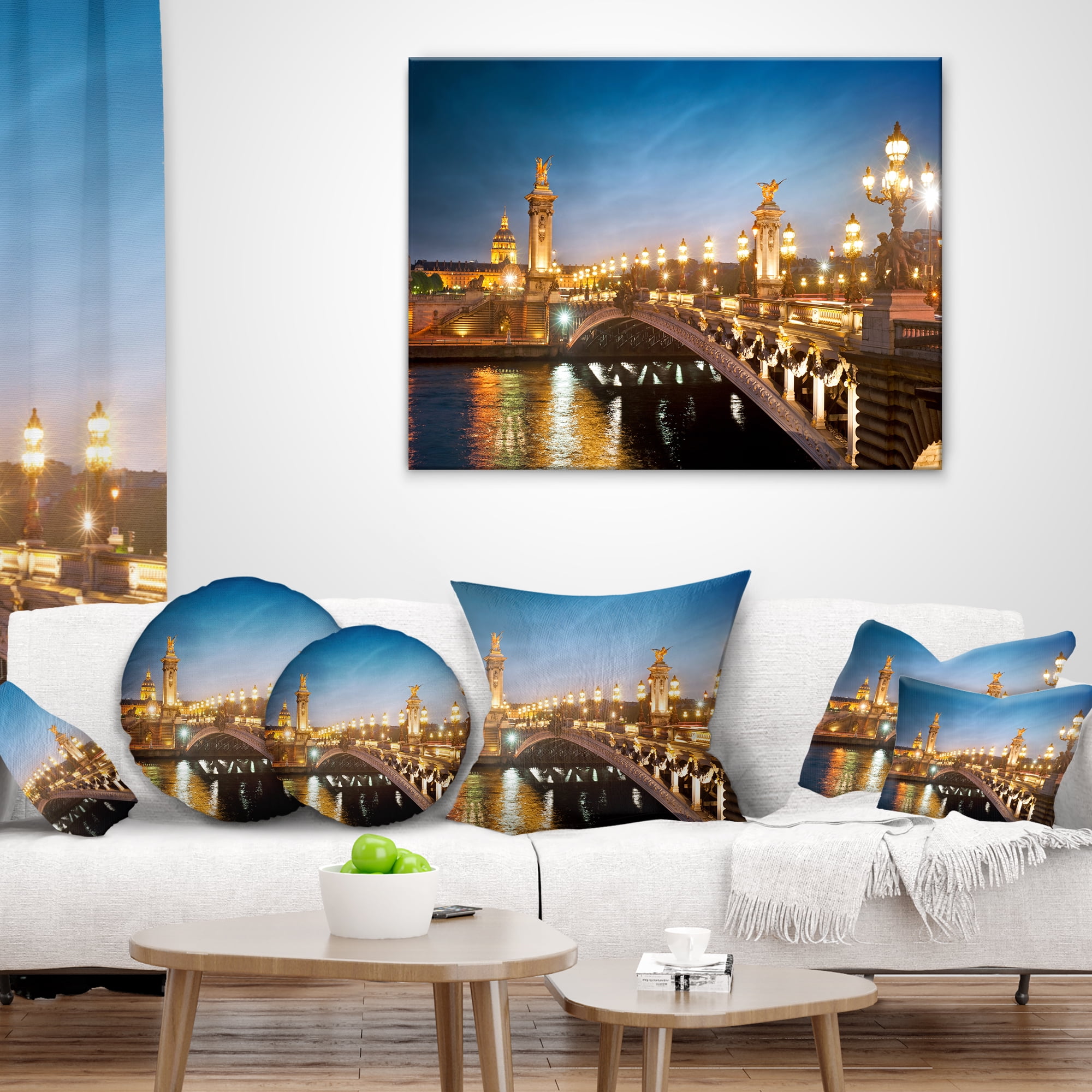 Designart Pont Alexandre III Bridge - Cityscape Photo Throw Pillow - 18x18