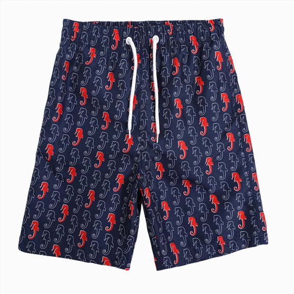 Ccpelsie Boys Swim Trunks Bathing Suit Boys Swimsuit Swim Shorts Swimwear Quick Dry Swim Trunks Kids Beach Board Shorts(Dark Blue,7-8 Years)