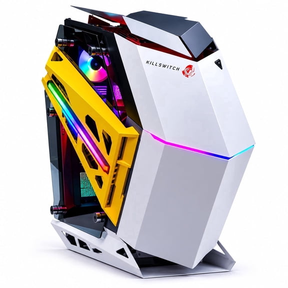 KILLSWITCH KS-100G ATX Gaming PC Case with 4 ARGB Fans, Tempered Glass Side Panel, High Airflow Mid Tower Chassis, ATX/M-ATX Support, USB 3.0, 330mm GPU Clearance (White)