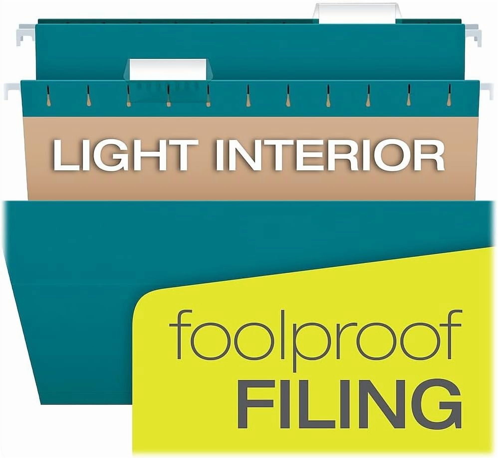 Recycled Hanging File Folders, Letter Size, Assorted Jewel-Tone Colors, Two-Tone for Foolproof Filing, 1/5-Cut Tabs, 25 Per Box (81667)