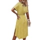 thumbnail image 4 of Vestido a media pierna con botones para mujer,Solapa Floral Manga corta Hendidura en el bajo XBTCLXEBCO Estampado floral; dobladillo dividido, 4 of 7