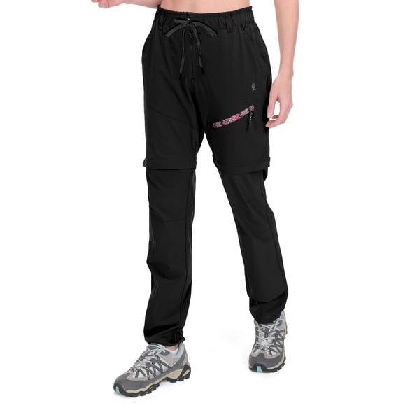 Women's Lightweight Zip Off Hiking Pants, Quick Dry UPF 50 with Zip Pockets for Travel Black Size S