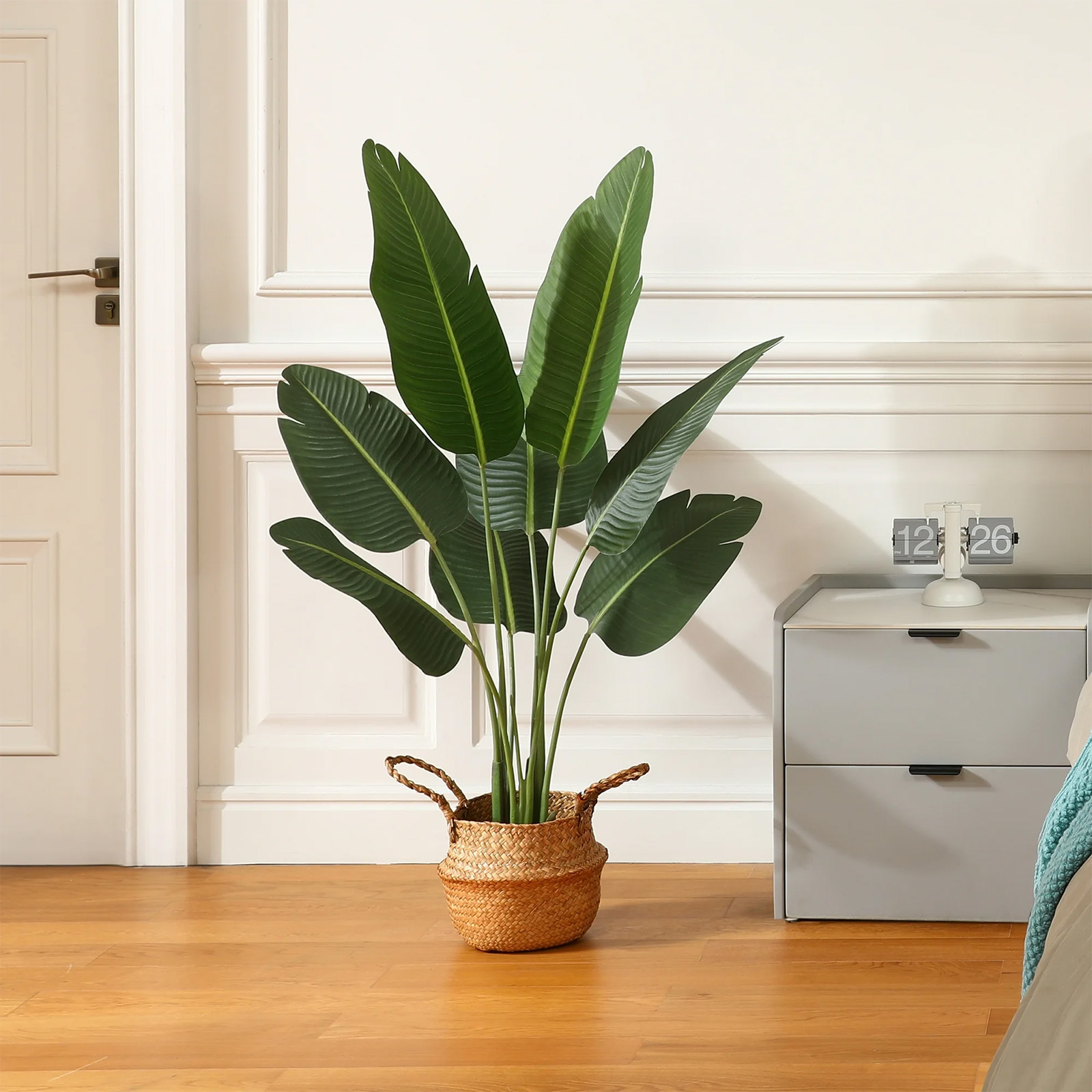 SUSUZI 4 Feet Artificial Bird of Paradise Plants Fake Tropical Palm Tree for Indoor Outdoor, Perfect Faux Plants for Home Office Decoration, Tall Fake Plants Fake House Plants