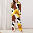 thumbnail image 2 of Fotbe Sunflower Cow Conjunto de Pijama de Manga Larga para Mujer con Estampado, Ropa de Dormir de 2 Piezas, Conjunto de Casa Suave y Cómodo con Bolsillos-Large, 2 of 7