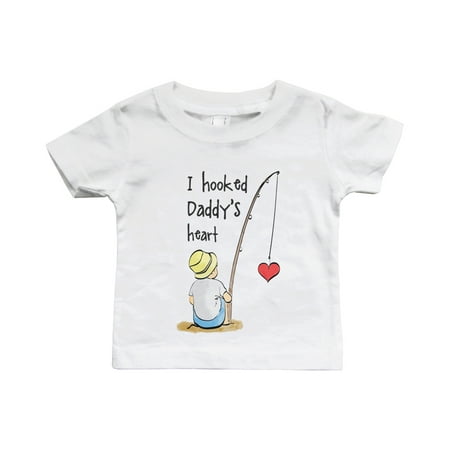 I Hooked Daddy's Heart Cute Baby Shirt Infant Tee Funny Father's Day Gift