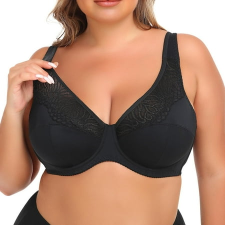Clearance Under $5 Miqool Women s Plus Size Minimizer Bras Full Coverage Underwire T-Shirt Bra Lifting and Support Lace Bralettes for Heavy Breast