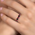 thumbnail image 4 of Gem Stone King 925 Silver and 10K Yellow Gold Red Created Ruby and Black Diamond Wedding-Bands Ring for Women | 1.29 Cttw | Round 4MM | Gemstone July Birthstone | Size 9, 4 of 6