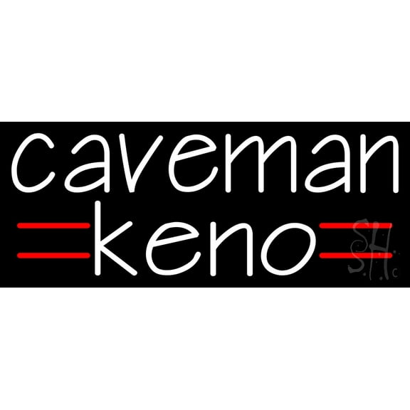 Caveman Keno 1 LED Neon Sign 10 x 24 - inches, Black Square Cut Acrylic Backing, with Dimmer - Bright and Premium built indoor LED Neon Sign for wall décor, arcarde, and storefront.