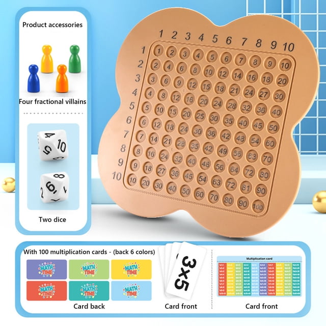 Uklsqma Multiplication Board Game Toy for Toddlers and Preschoolers | Nine-Nine Arithmetic Counter | Educational Math Learning Tool with 100 Cards Dice Fractions | Hand-Eye Coordination & Problem So