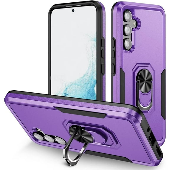 Military Grade TUFF Shockproof Hybrid Armor Case with Ring Grip for Samsung Galaxy S25 - Purple