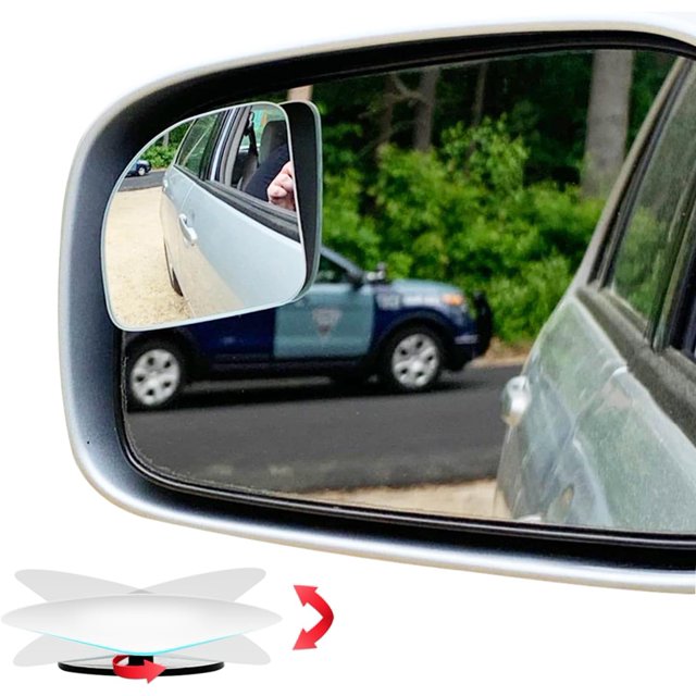 Ampper Blind Spot Mirror Fan Shaped, HD Glass Frameless Stick on Adjustabe Few Convex Wide Angle Rear View Blind Spot Car Mirror for Car Blind Spot, Pack of 4