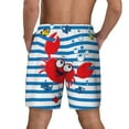 thumbnail image 4 of Daiia Red Funny Crab on Blue Stripe Mens Swim Trunks Swim Shorts Quick Dry Swim Shorts with Mesh Lining Pockets-3X-Large, 4 of 9