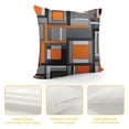 thumbnail image 4 of ARISTURING Modern Cool Geometric Pillow Cover Reversible Print Regular Geometry Simple Design Square Throw Pillow Cover for Bed or Sofa Decor Orange and Grey Plaid Decorative Cushion Cover, 4 of 5
