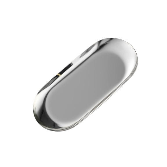 ZTTD 1Pc Stainless Steel Decorative Tray, Jewelry Dish Cosmetics Organizer Bathroom Clutter Serving Platter Small Storage Tray, Oval, Silver