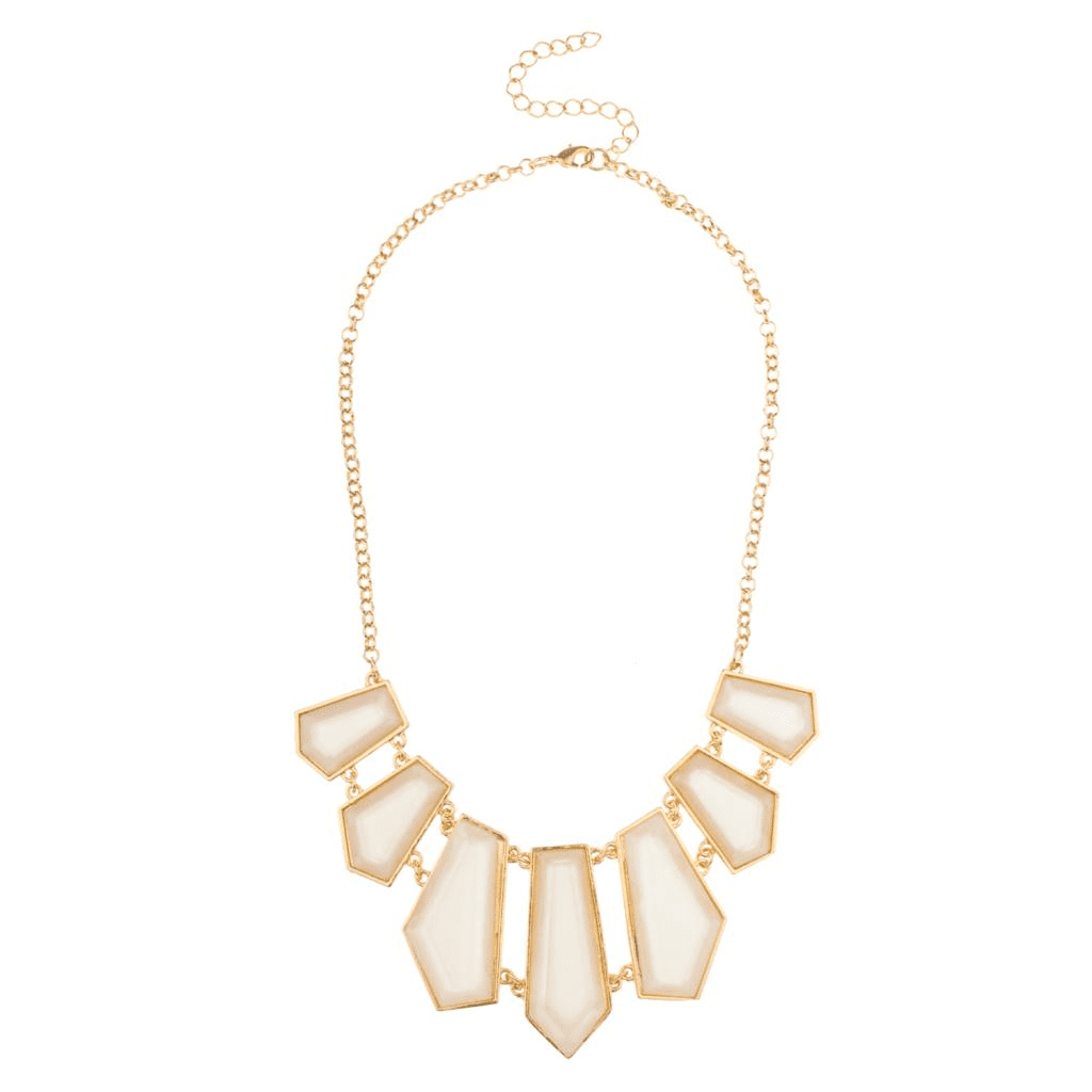 Lux Accessories Geo Red Statement Bib Chain Necklace