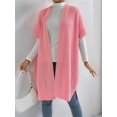 thumbnail image 4 of Women'S Ribbed Knit Cardigan Batwing Short Sleeve Oversized Casual Sweater Chunky Side Split Long Coat Pink One size, 4 of 10