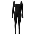 thumbnail image 4 of TAIAOJING Womens Bodycon Stretch Jumpsuit Women Workout Seamless Jumpsuit Yoga Ribbed 1 Piece Long Sleeve Leggings Romper Yoga Rompers, 4 of 5