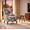Beige&Brown Chair+Brown Coffee Table, variant on Ciphrias Accent Chair with Side Table Set, Antique Dark Grey Upholstered Armchair with Pillow Solid Wood Frame for Living Room Bedroom