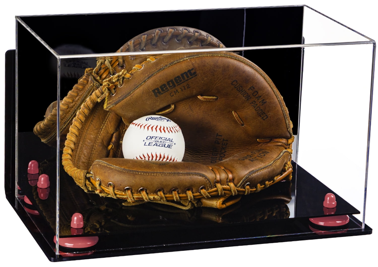 Acrylic Baseball Catchers Glove Display Case with Mirror, Wall Mount