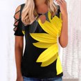 thumbnail image 3 of Gibobby Blusa Casual de Mujer Camiseta manga corta con estampado flores y botones para mujer, camiseta manga corta, informal, Sexy, verano, para (Amarillo,XL), 3 of 4