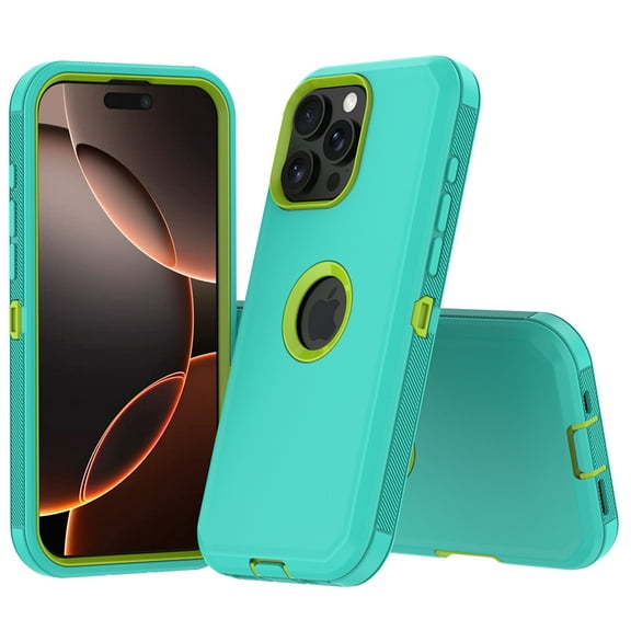Hotpom for iPhone 15 Pro Max Case Slim Shockproof Dust/ Drop Proof Full Body Protection Anti-Fingerprint Women Men universal Phone Cover, Green/ Yellow