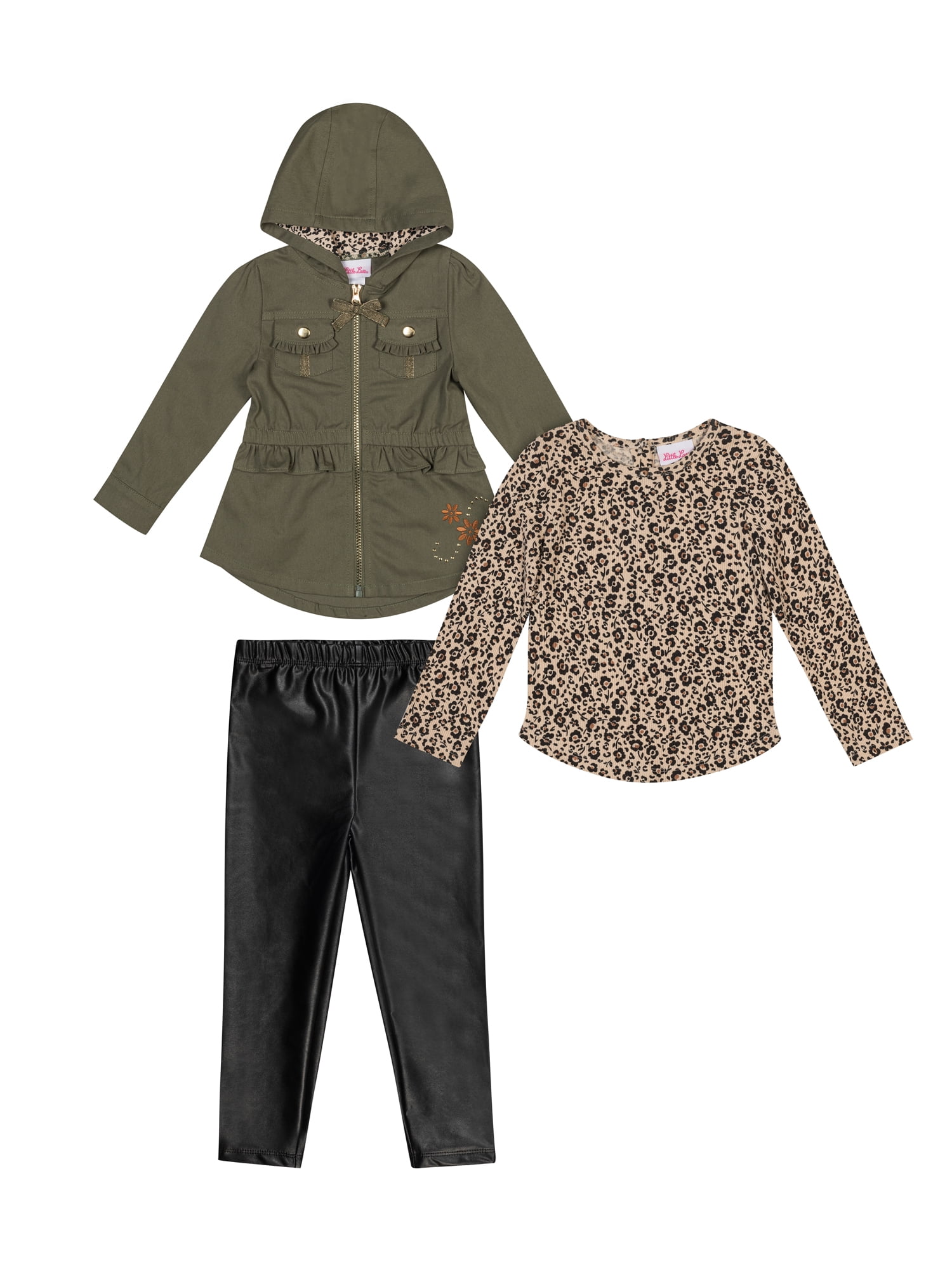 Little Lass Toddler Girls' Jacket, Tee, and Legging 3-Piece Set, Sizes 2T-4T