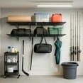 thumbnail image 2 of Heavy Duty Collapsible Garage Wall Shelves 2-Pack – 800 lbs Capacity Metal Storage Rack with Hooks – Wall Mounted Floating Shelving Unit for Garage, Utility Room, Sports Gear – 75.2x24 inch, 2 of 8