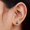 thumbnail image 5 of Rosec Jewels Cute Teddy Bear Stud Earrings with Heart Shape Created Black Diamond - AAAA Grade, 18K White Gold, 5 of 7
