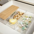 thumbnail image 5 of Martha Stewart Brody Clear Plastic Storage Organizer Bins with Light Natural Paulownia Wood Lid for Home Office, Kitchen, or Bathroom, 3 Pack Medium 7.5" x 3", 5 of 10
