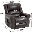 thumbnail image 3 of Power Lift Recliner Chair Heat Massage Dual Motor Infinite Position Up to 350 LBS, Genuine Leather, 3 of 5