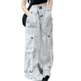 thumbnail image 2 of XINXIAOO Girls Cargo Pants Elastic High Waisted Drawstring Sports Outdoor Pants with Pocket Kids Girl Pants Size 10-11 Years, 2 of 7